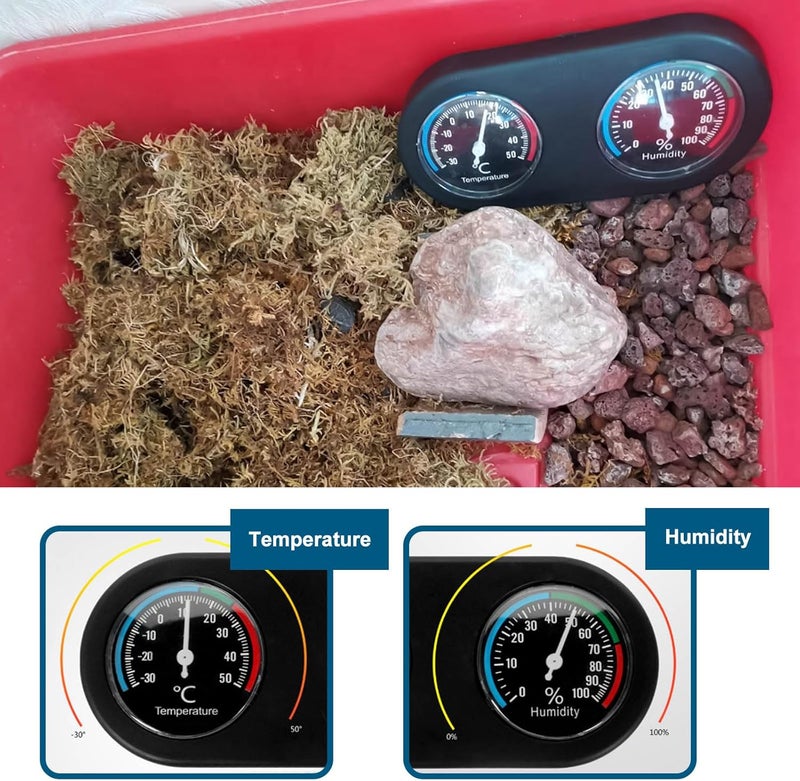 SG Reptile Thermometer Hygrometer 2 in 1 Mini Round Shape Dual Dial Thermometer and Humidity Gauge for Terrarium Lizard Spider Chameleon Pet - Image 4